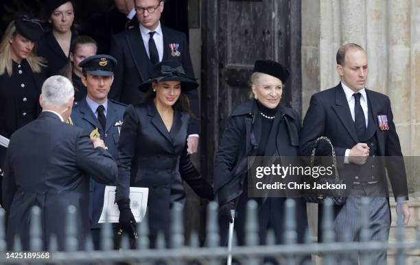 Sophie Winkleman, Princess Michael of Kent and Lord Frederick Windsor leaving Westminster Abbey during the State Funeral of Queen Elizabeth II on...