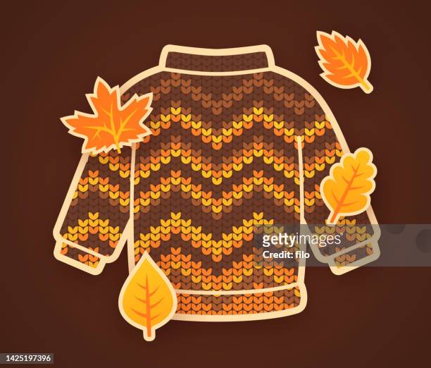 stockillustraties, clipart, cartoons en iconen met autumn fall warm knit sweater - cardigan sweater