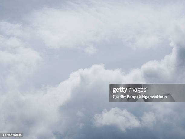 white cloudy in the blue sky natural background, copy space for write text in four frame on white background - grey clouds stock pictures, royalty-free photos & images