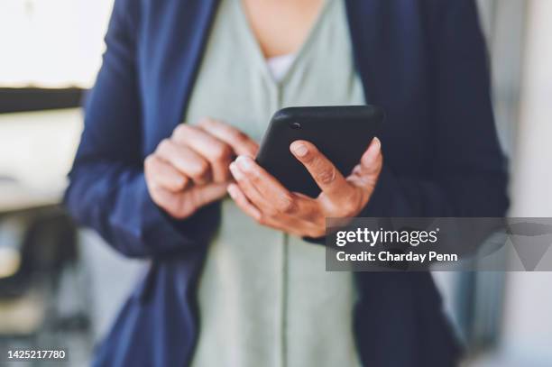 corporate, hands and phone of a business employee using app, chatting or texting over blurred background. marketing hand of a worker testing ux or ui on mobile smartphone for communication at work - finger dialing touch tone telephone stock pictures, royalty-free photos & images