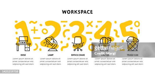 workspace infografik design - federmäppchen stock-grafiken, -clipart, -cartoons und -symbole