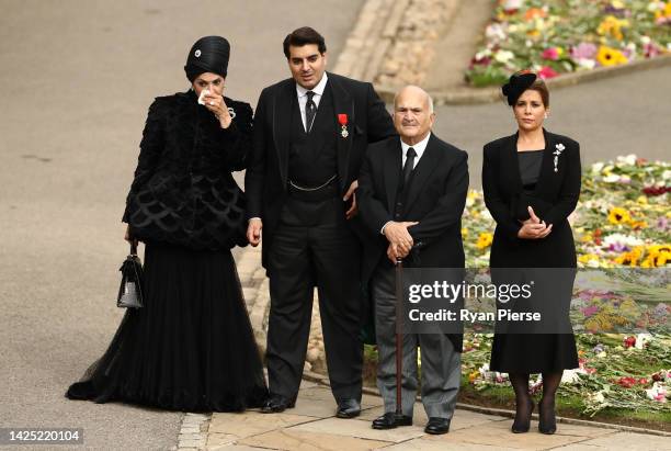 Princess Haya bint Al Hussein and guests arrive at The Committal Service for Queen Elizabeth II at Windsor Castle on September 19, 2022 in Windsor,...