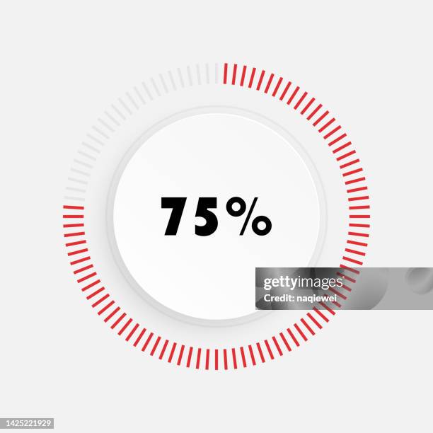 vector stereoscopic circle progress bar percentage diagrams 75% pie use for web design, interface ui infographic - indicator - 3d data bars stock illustrations