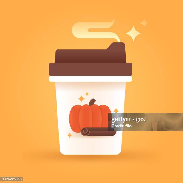 pumpkin spice latte autumn coffee drink - pumpkin latte stock illustrations