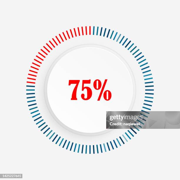 bildbanksillustrationer, clip art samt tecknat material och ikoner med vector stereoscopic circle percentage diagrams  75% pie use for web design, user interface ui infographic - indicator with blue - gauge chart