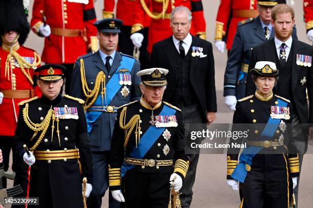 Prince William, Prince of Wales, King Charles III, David Armstrong-Jones, 2nd Earl of Snowdon, Prince Harry, Duke of Sussex, King Charles III and...