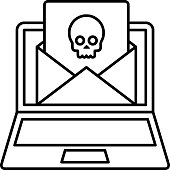 unwanted or unsolicited email Concept, Malware Spread vector line icon design, cyber-terrorism symbol, Cyberpunk Sign, security breakers stock illustration