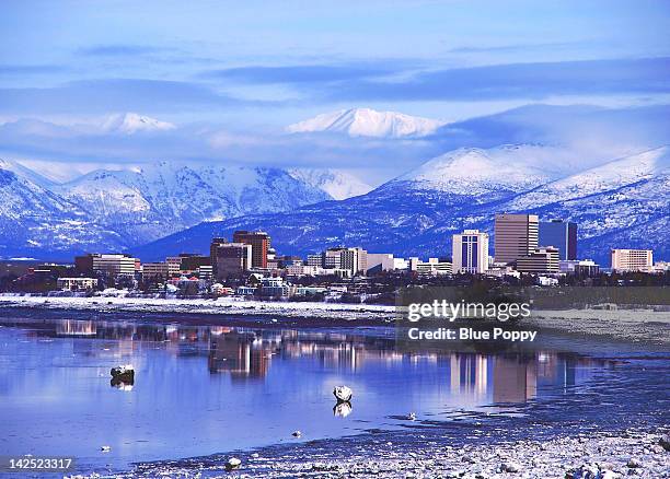 downtown anchorage, alaska - alasca imagens e fotografias de stock