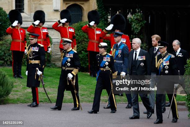 King Charles III, Anne, Princess Royal, Prince William, Prince of Wales, Prince Andrew, Duke of York, Prince Edward, Duke of Kent, Prince Harry, Duke...