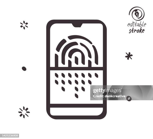 playful line illustration for fingerprint sensor - digital forensics stock illustrations