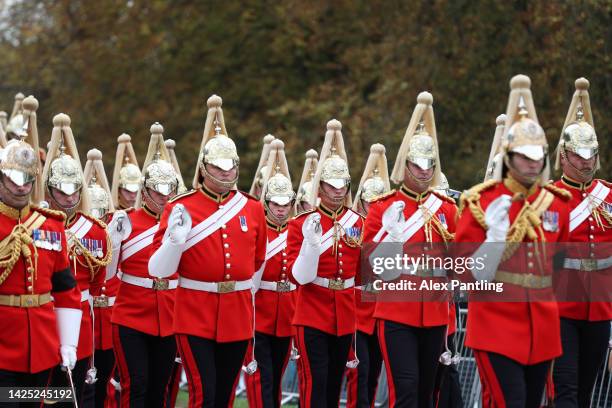 Dismounted detachment of the Household Cavalry at Windsor Castle for the Committal Service For Queen Elizabeth II on September 19, 2022 in Windsor,...