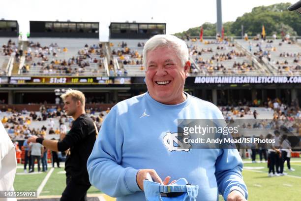 Head coach Mack Brown of the University of North Carolina before a game between North Carolina and Appalachian State at Kidd Brewer Stadium on...