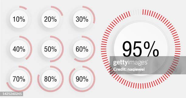 stockillustraties, clipart, cartoons en iconen met vector set of stereoscopic circle progress bar percentage diagrams pie +10% from to ready to use for web design user interface ui illustration - model to scale