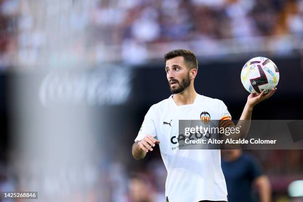 Jose Luis Gaya of Valencia CF looks on during the LaLiga Santander match between Valencia CF and RC Celta at Estadio Mestalla on September 17, 2022...