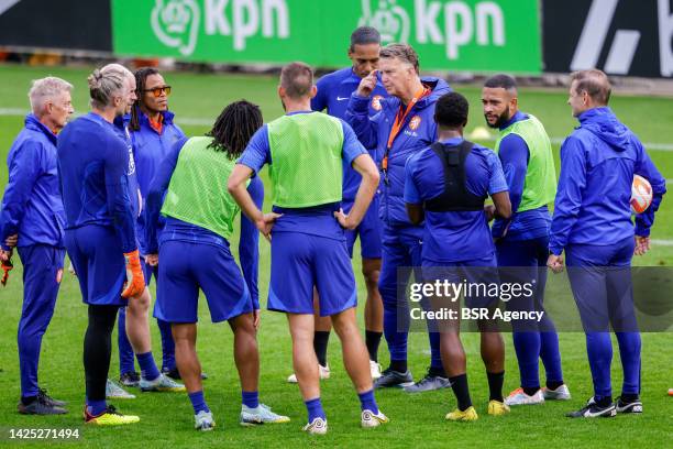 Coach Louis van Gaal of the Netherlands during a training session of the Netherlands Mens Football Team at the KNVB Campus on September 19, 2022 in...