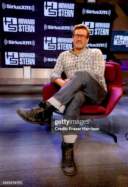 Jon Hamm visits SiriusXM's 'The Howard Stern Show' at SiriusXM Studios on September 19, 2022 in Los Angeles, California.