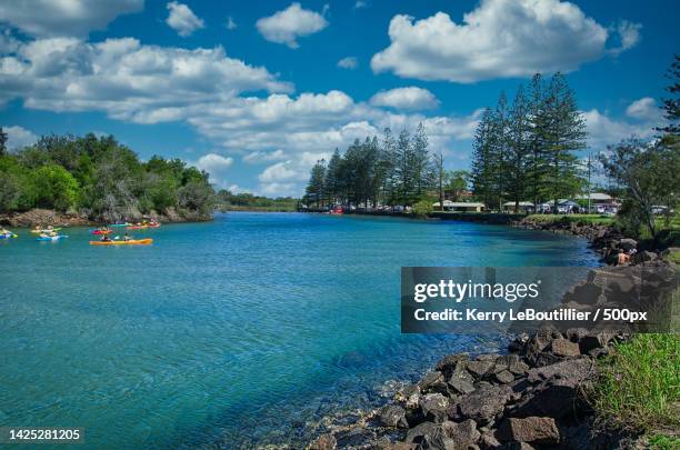 scenic view of sea against sky,brunswick heads,new south wales,australia - brunswick heads nsw stock pictures, royalty-free photos & images