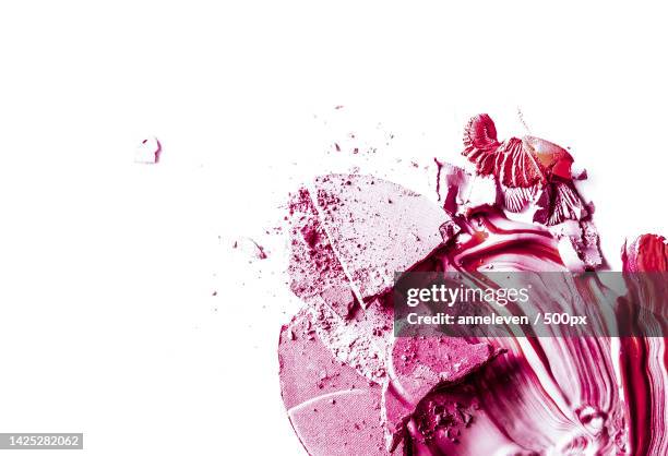 crushed eyeshadow,powder and liquid foundation close-up isolated on - editorial stock pictures, royalty-free photos & images