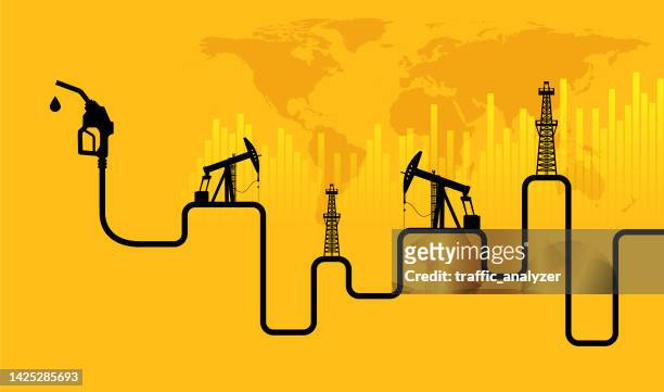 ilustraciones, imágenes clip art, dibujos animados e iconos de stock de antecedentes financieros petroleros - gas prices