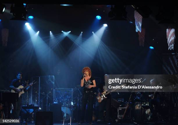 Singer Fiorella Mannoia performs at RADIOITALIALIVE on April 6, 2012 in Milan, Italy.