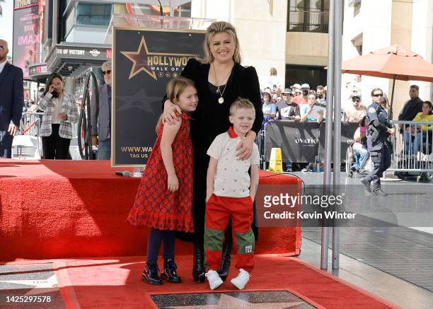 River Rose Blackstock, Kelly Clarkson, and Remington Alexander Blackstock attend The Hollywood Walk Of Fame Star Ceremony for Kelly Clarkson on...