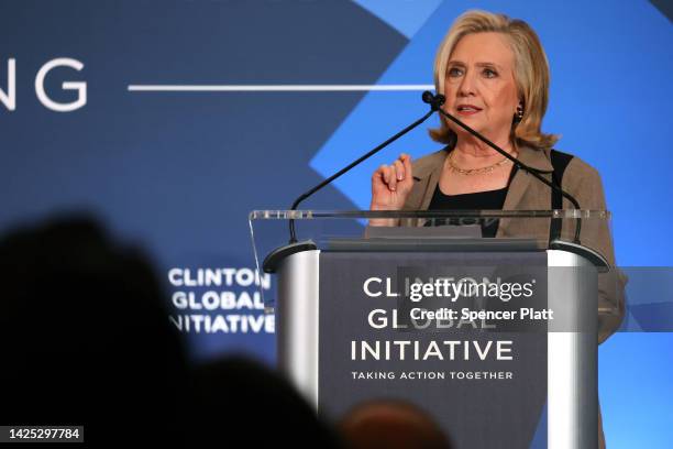 Hillary Rodham Clinton joins a panel during the Clinton Global Initiative , a meeting of international leaders which looks to help solve global...