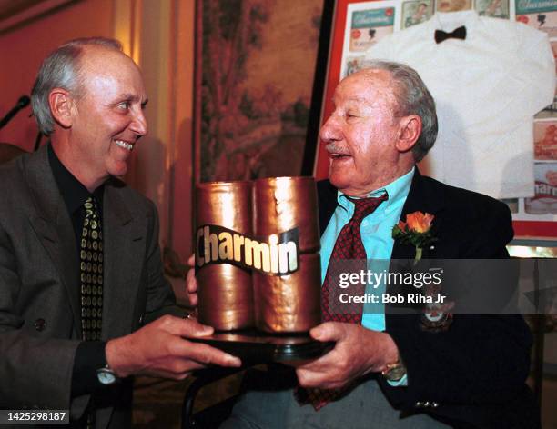 Actor Dick Wilson , known to millions of people as television's 'Mr. Whipple' receives a Lifetime Achievement Award from Gary Martin, President of...