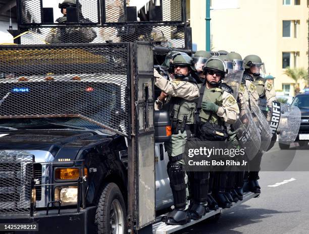 County and local law enforcement had a heavy presence on-scene after a 'failure to disperse' announcement was made to protestors and supporters...