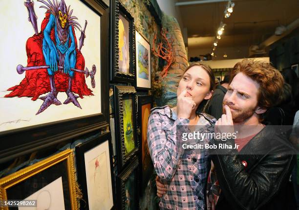 Actor Seth Green and his fiancee Clare Grant contemplate a piece of artwork, January 8, 2010 in Los Angeles, California.