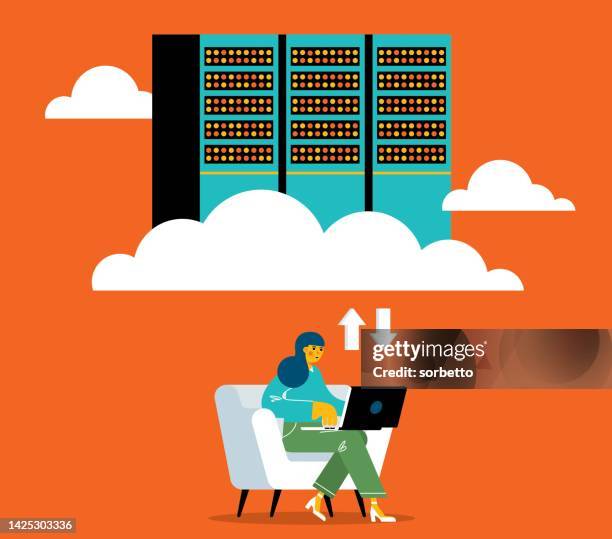 cloud computing service - businesswoman - gdpr stock illustrations