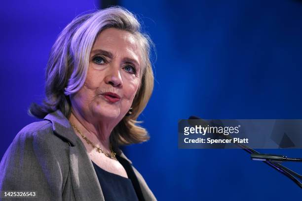 Former Secretary of State Hillary Rodham Clinton speaks during the Clinton Global Initiative , a meeting of international leaders that looks to help...