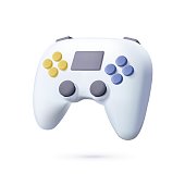 Joystick gamepad 3D icon, game console or game controller. Computer gaming. 3d vector icon. Cartoon minimal style. Game