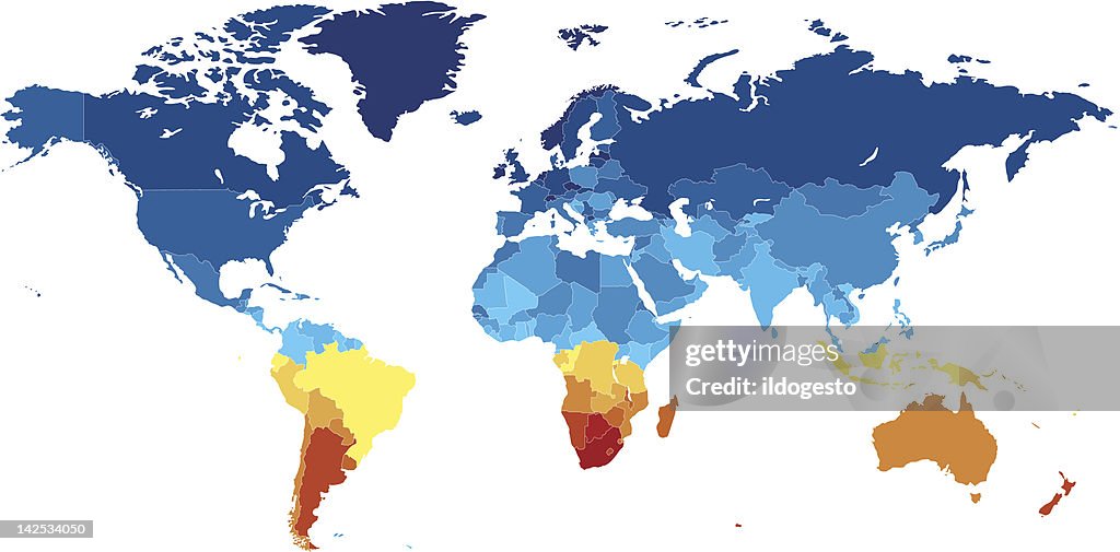 Map Countries Color World Map With Countries In Various Colors High-Res Vector Graphic ...