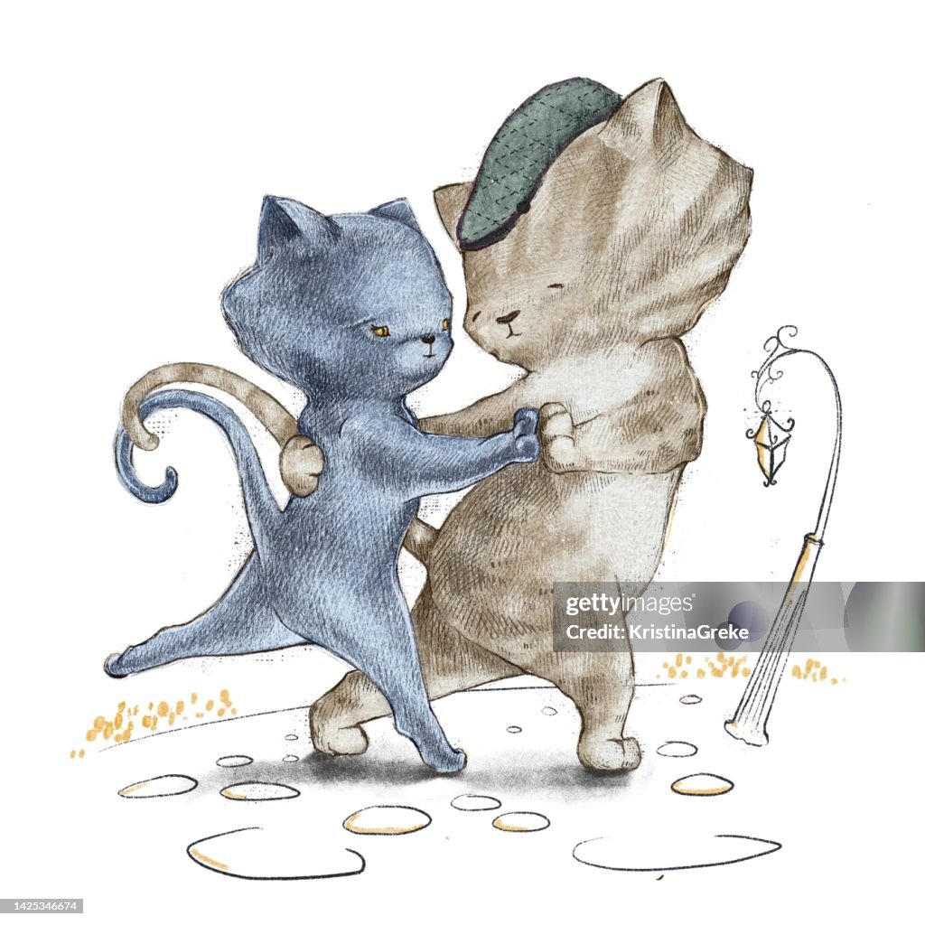 Cute cats dancing tango