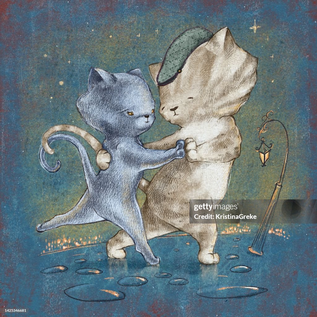 Ilustración de gatos de tango