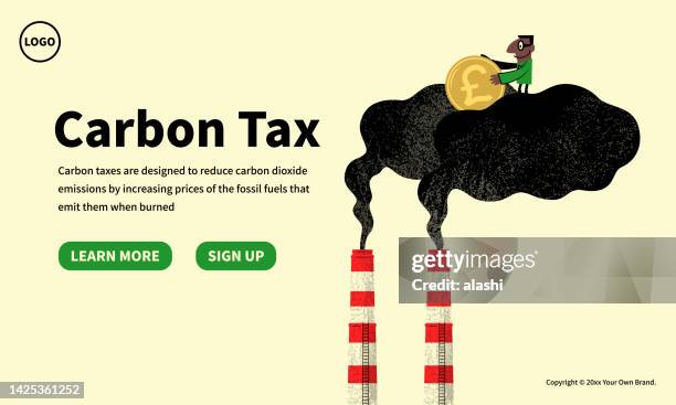 the concept of carbon tax, net zero, emission reduction, exhaust emissions, and environmental protection - chimney stock illustrations