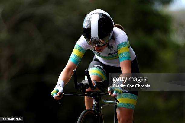 Bronte Stewart of Australia sprints during the 95th UCI Road World Championships 2022 - Women Junior Individual Time Trial a 14,1km race from...