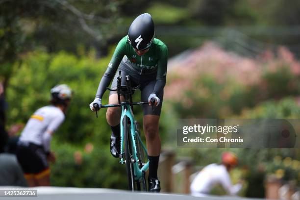 Maryam Ali of Pakistan sprints during the 95th UCI Road World Championships 2022 - Women Junior Individual Time Trial a 14,1km race from Wollongong...