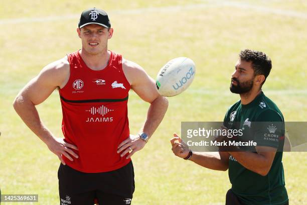 Thomas Burgess looks on during a South Sydney Rabbitohs NRL training session at Redfern Oval on September 20, 2022 in Sydney, Australia.