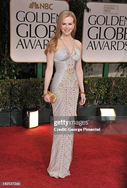 Actress Nicole Kidman arrives at the 69th Annual Golden Globe Awards at The Beverly Hilton hotel on January 15, 2012 in Beverly Hills, California.