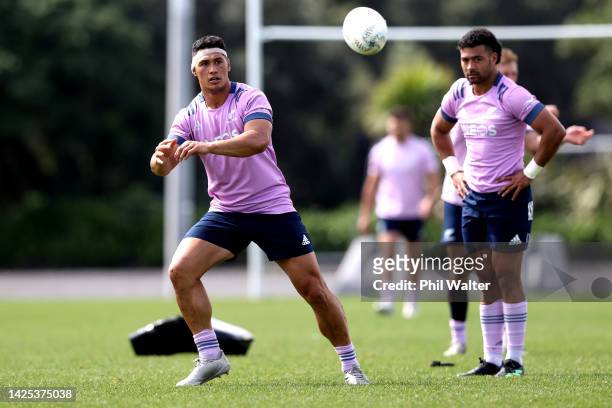 Roger Tuivasa-Sheck of the All Blacks during a New Zealand All Blacks training session at Mt Smart Stadium on September 20, 2022 in Auckland, New...