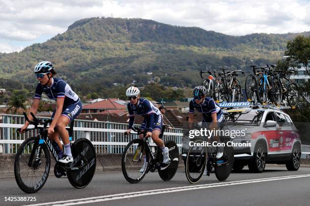 Léa Curinier of France with teammates during the training of the 95th UCI Road World Championships 2022 - Team Time Trial Mixed Relay /...