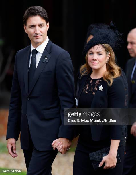 Prime Minister of Canada Justin Trudeau and Sophie Grégoire Trudeau attend the Committal Service for Queen Elizabeth II at St George's Chapel,...