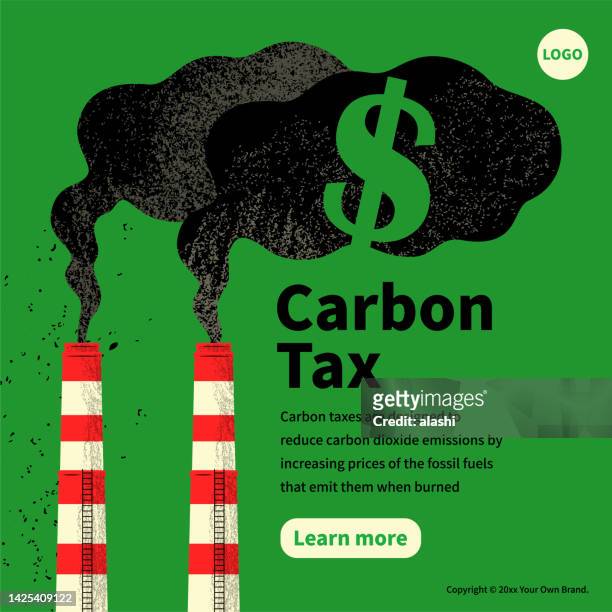 the concept of carbon tax, net zero, cap and trade, carbon offset, emission reduction, exhaust emissions, and environmental protection - paris agreement climate change stock illustrations
