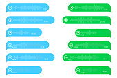 dialogue chat voice messages. Social media app. Speaker icon. Vector illustration. stock image.
