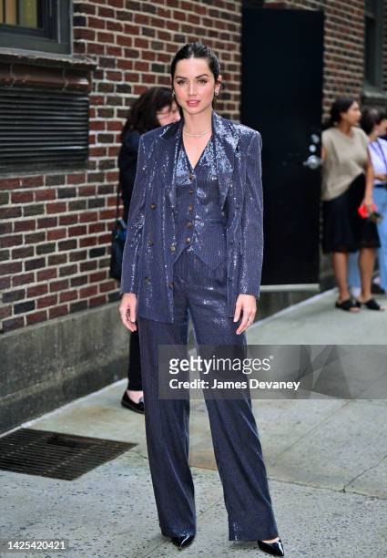 Ana de Armas visits the 'The Late Show With Stephen Colbert' at the Ed Sullivan Theater on September 19, 2022 in New York City.
