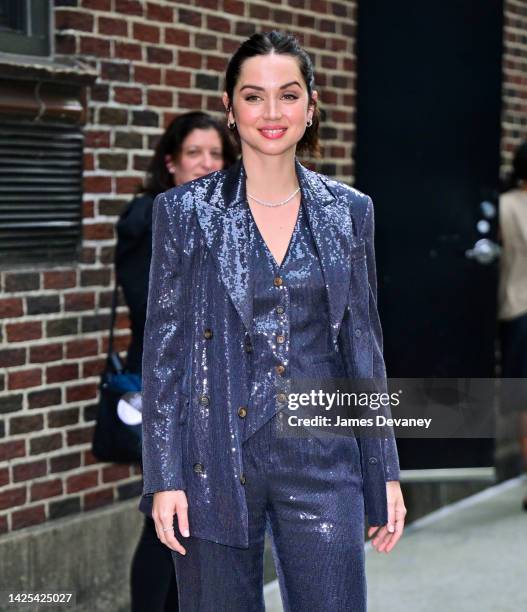 Ana de Armas visits the 'The Late Show With Stephen Colbert' at the Ed Sullivan Theater on September 19, 2022 in New York City.