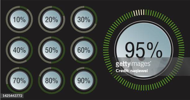 vector set of stereoscopic circle progress bar percentage diagrams from to ready to use for web design user interface ui - progress bar stock illustrations