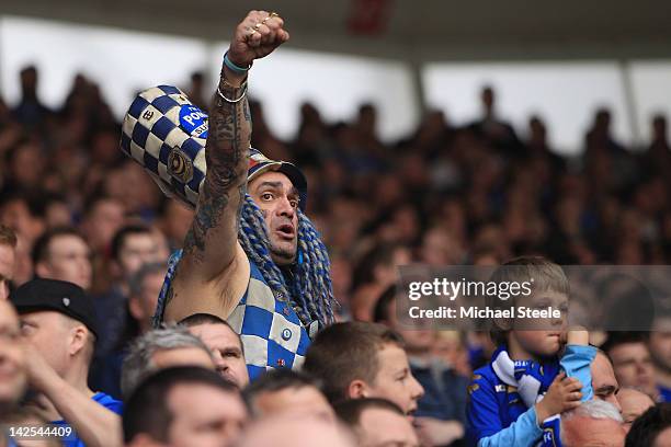John Westwood famous fan of Portsmouth looks on during the npower Championship match between Southampton and Portsmouth at St Mary's Stadium on April...