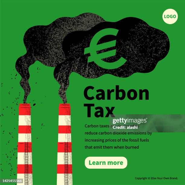 the concept of carbon tax, net zero, cap and trade, carbon offset, emission reduction, exhaust emissions, and environmental protection - climate change finance stock illustrations